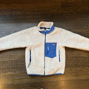 Patagonia Cream and Blue Fleece Jacket